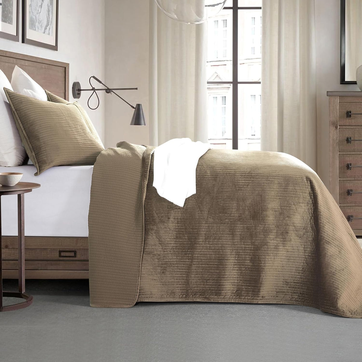 elegant comfort luxury 3-piece velvet corduroy stripe quilt showing dimensions