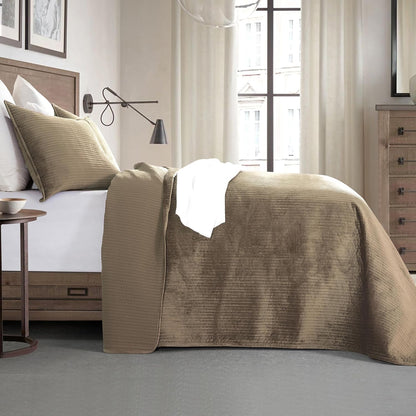 elegant comfort luxury 3-piece velvet corduroy stripe quilt showing dimensions