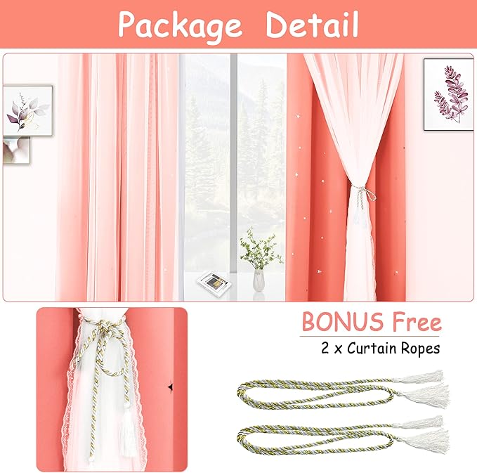 Kinryb Princess Curtains for Girls Bedroom - Image 6