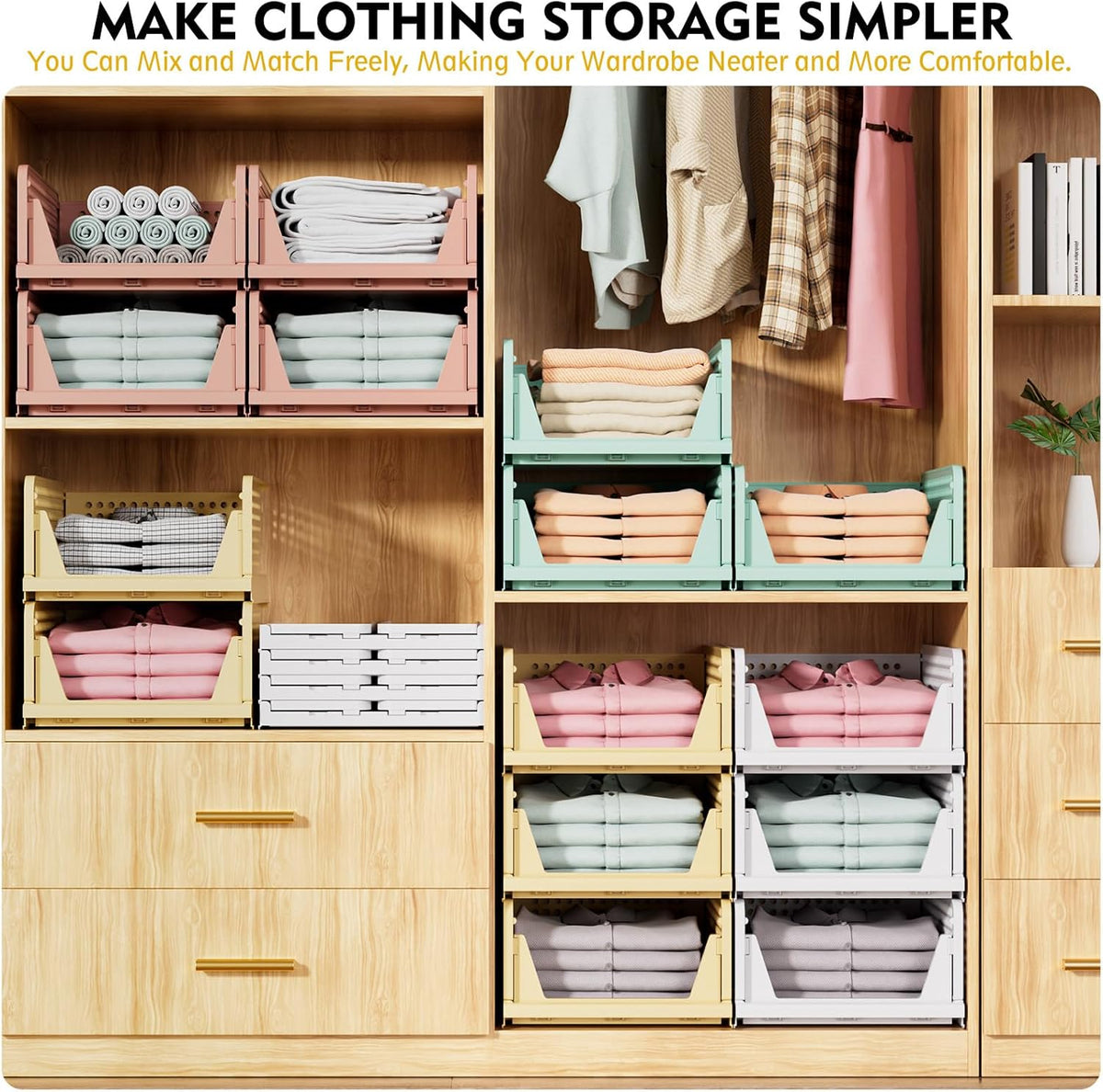 closet organizers and storage, stackable & foldable closet, side view