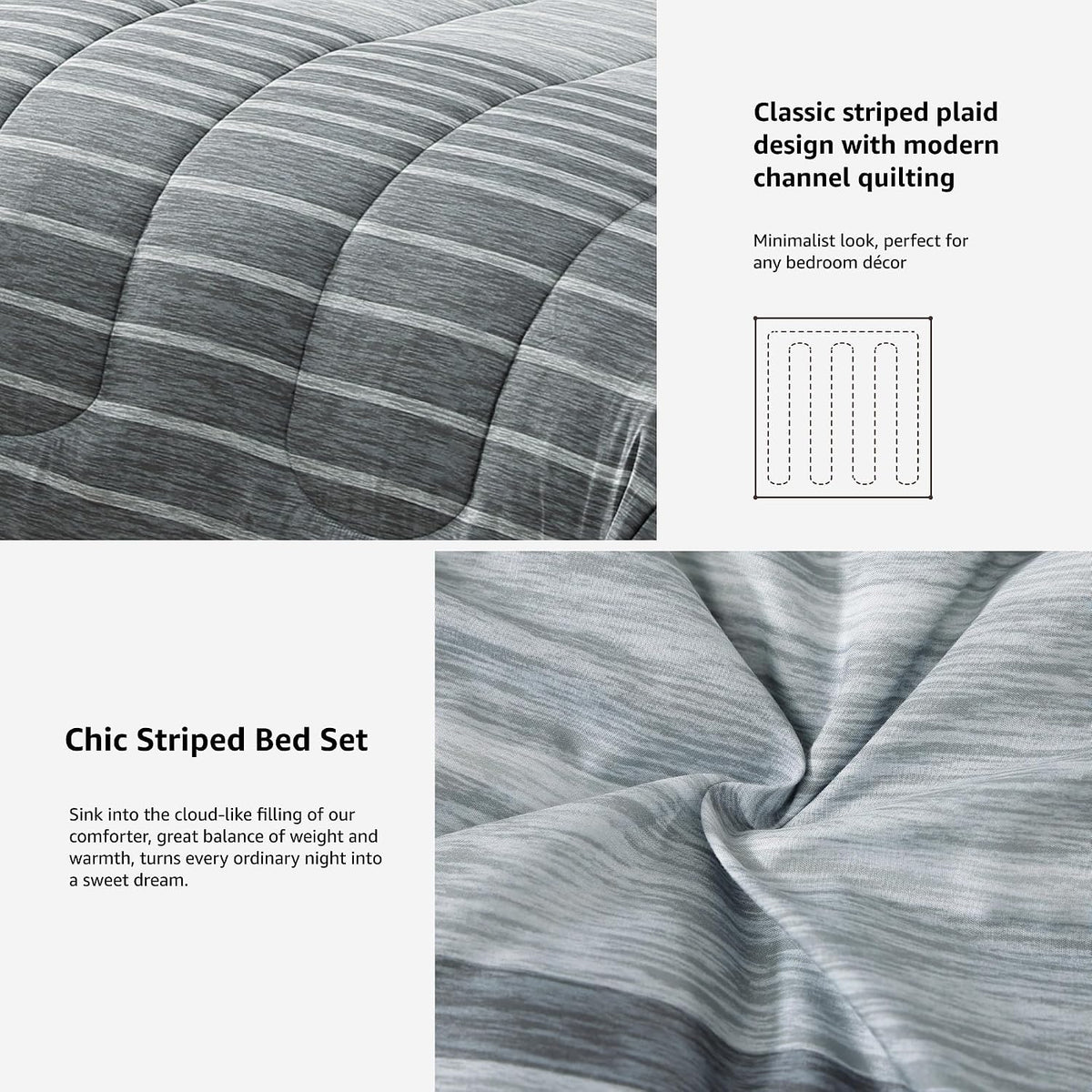 monbix full size comforter sets - 7 pieces showing dimensions
