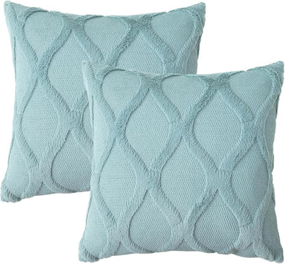 decorUhome Throw Pillow Covers 26x26 Inch Set of 2, Soft Plush Faux Fur Wool - Image 7