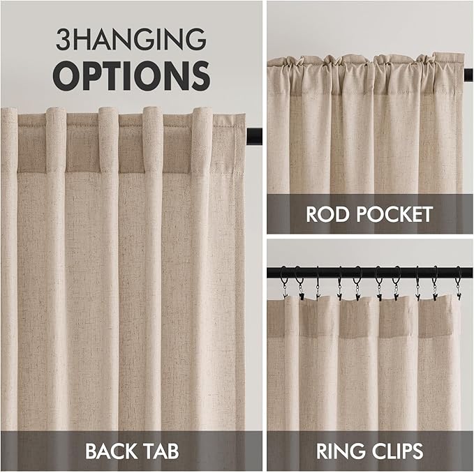 MIULEE Non-See-Through Privacy Linen Curtains 2 Panels, Light Filtering Window - Image 6