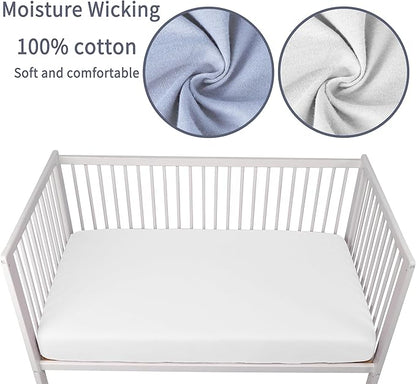 Crib Sheets for Boys Girls, 100% Cotton Fitted Crib Sheet 2 Pack for Standard - Image 3