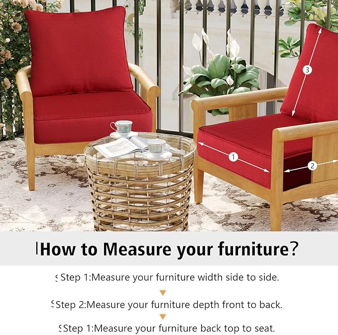 22x24 inch Outdoor/Indoor Deep Seat Patio Cushions Set of 2 Deep Seat Bottom - Image 6
