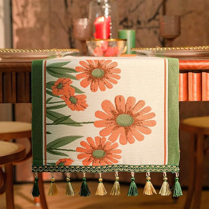 13×72 Inch Table Runner, Retro-Luxury Tassels Series by Unknown