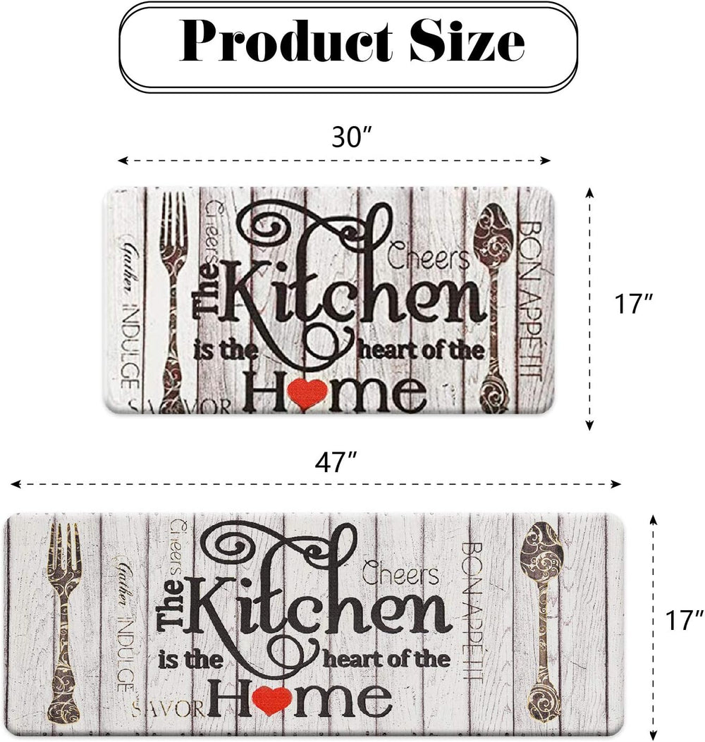 FRESHMINT Farmhouse Kitchen Mats Sets 2 Piece Cushioned Anti-Fatigue Comfort ...