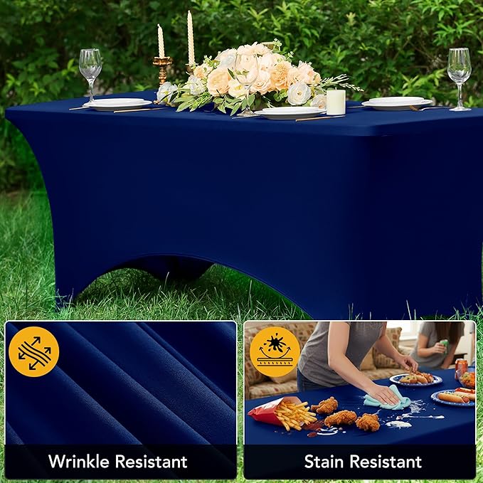 8-Pack Premium Navy Blue Spandex Tablecloths - Image 4