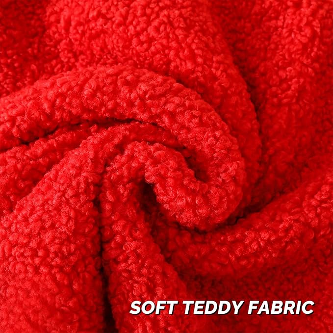 FUTEI Christmas Red Throw Pillow Covers 18x18 Inch Set of 2, Furry Faux Fur - Image 2