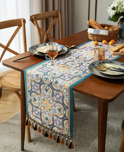13×72 Inch Table Runner, Retro-Luxury Tassels Series - Image 8