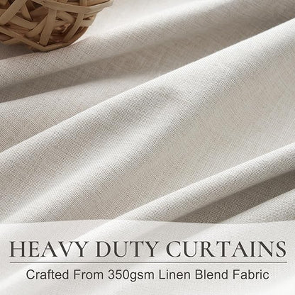 80 Inch Long Linen Blackout Curtains, 2 Panels Set - Image 4