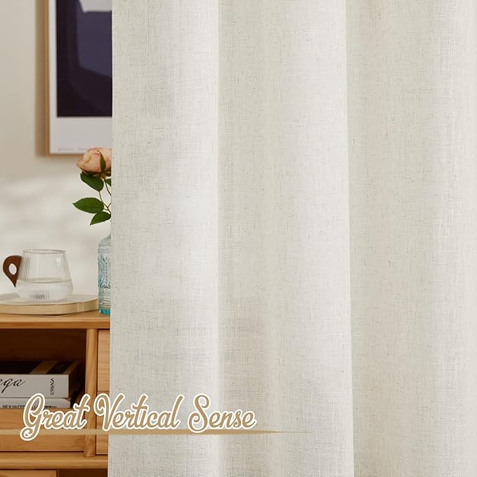 NICETOWN Linen Sheer Curtains Flax - Image 3
