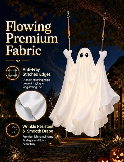 HOPOCO Halloween Swinging Ghost Outdoor Decor, Hanging Ghost with Light