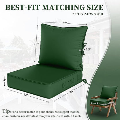 Outdoor Seat Cushion Set 22 L × 24 W × 5 H Inch Waterproof & Fade Resistant - Image 2