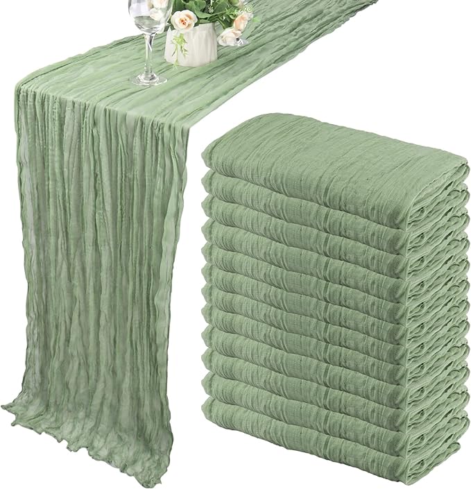 12 Pack 13Ft Cheesecloth Table Runner 35x157 Inch Boho Gauze Table Runner by Fivenl