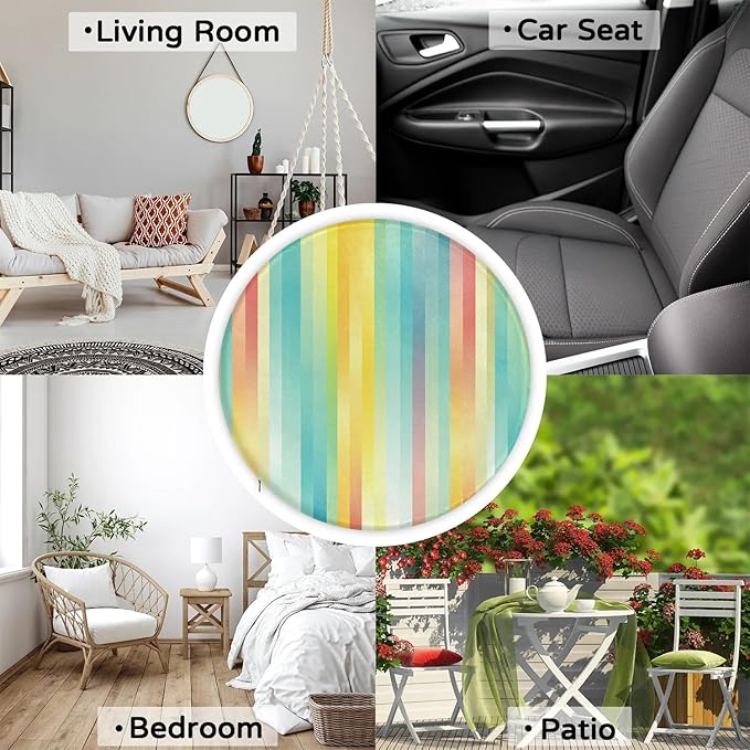 Rainbow Stripes Round Chair Cushions - Image 7