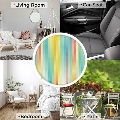 Rainbow Stripes Round Chair Cushions - Image 7
