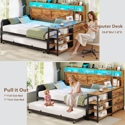 viagdo daybed with pop up trundle, farmhouse wooden on a desk or shelf