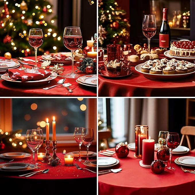 Round Tablecloth 120 Inch Tablecloth 6 Pack Red Table Cloths Washable - Image 3