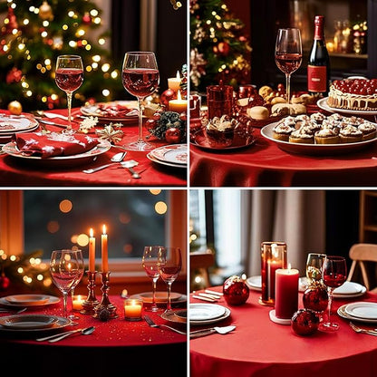 Round Tablecloth 120 Inch Tablecloth 6 Pack Red Table Cloths Washable - Image 3