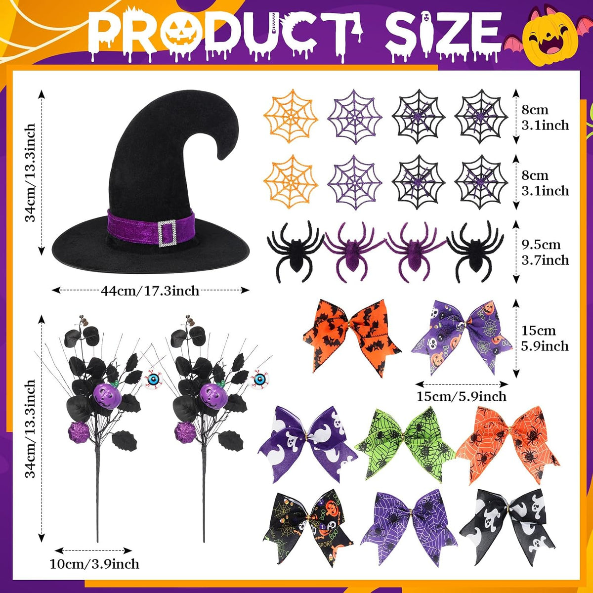 43 Pcs Halloween Tree Ornaments Decorations Tree Topper Hanging Ornaments for Halloween Home Party