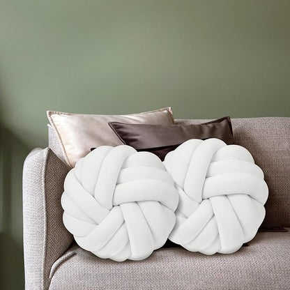 Fumete 2 Pcs 14 Inches Knot Pillow Round Throw Soft Plush Knot Ball Pillow - Image 7