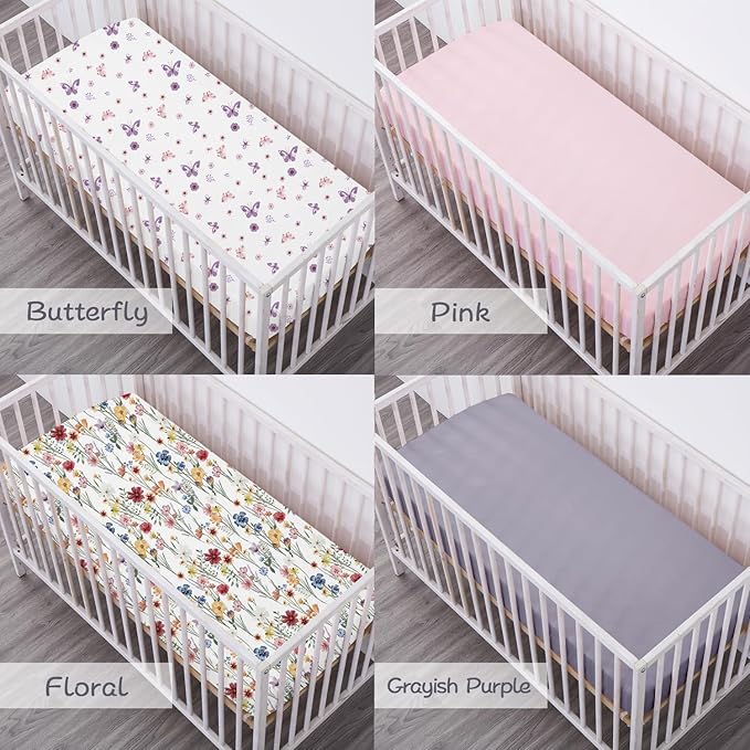 Bimocosy Crib Sheets 4 Pack, Baby Crib Sheets Fitted - Image 4