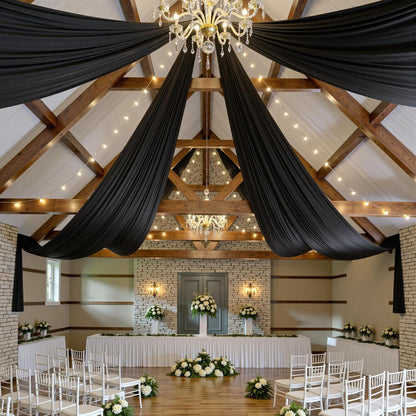 4 Panels 5ftx30ft Black Ceiling Drapes for Halloween Parties