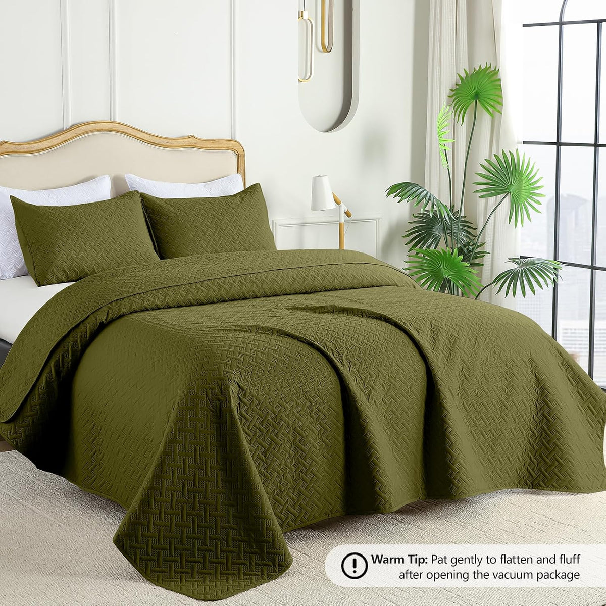 flymme quilts king size,lightweight olive green bedspreads,basket weave shown in use