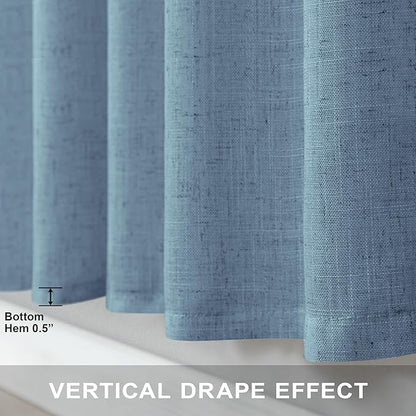 Blue Curtains 38 Inch Width for Kitchen Door 2 Panels Back Tab Rod Pocket Semi - Image 7