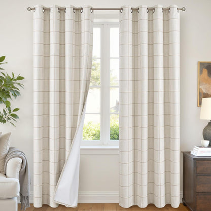 lajode linen blackout curtains - boho plaid 52x84, main product view