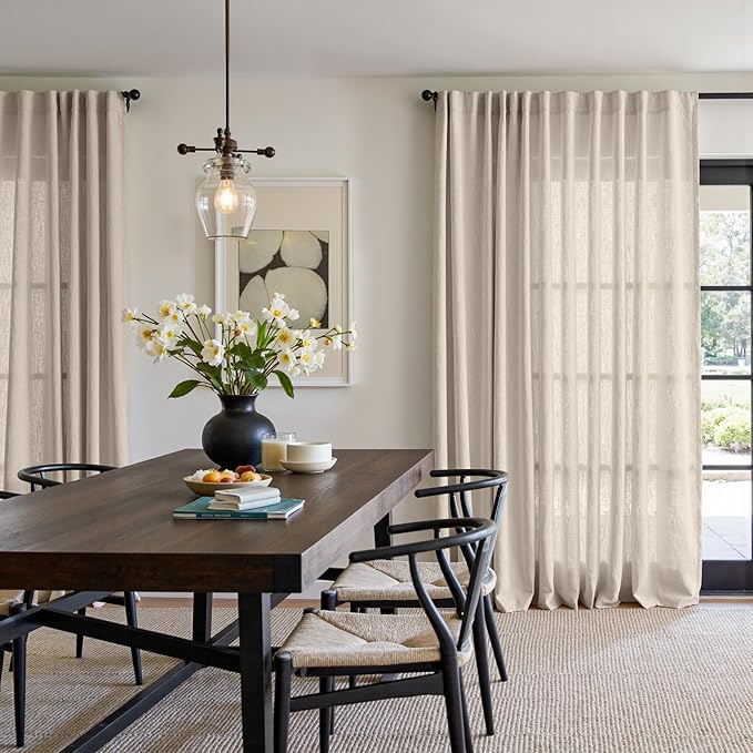 jinchan Linen Blend Curtain 96 inch Length 1 Panel - Image 2