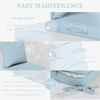 Outdoor Seat Cushion Set 19 L × 19 W × 4 H Inch Waterproof & Fade Resistant - Image 4