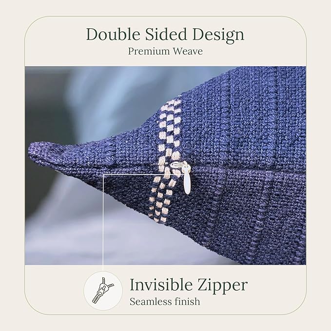 SanVia Indigo Snug Premium Cotton Throw Pillow Covers, 20 x 20 Inches, Artisan - Image 2