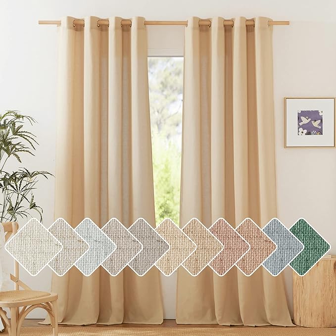 NICETOWN Semi Sheer Linen Burlap Curtains by NICETOWN