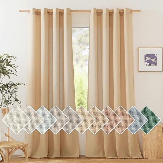 NICETOWN Linen Burlap Curtains 108" Long by NICETOWN
