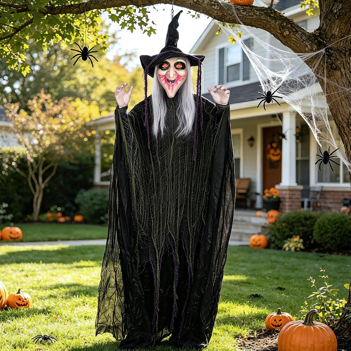 6ft 70'' Large Hanging Witch Scary Halloween Decorations Outdoor Indoor