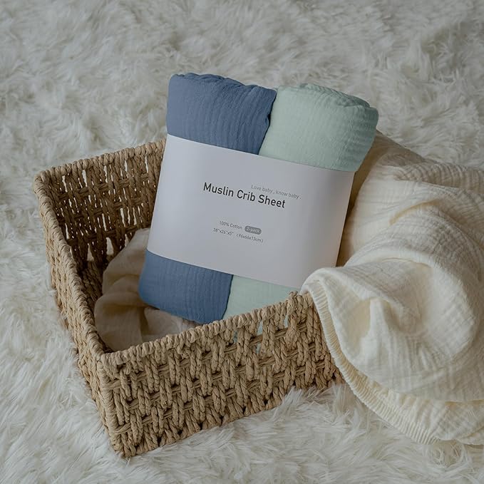 Muslin Mini Crib Sheets, 2 Pack - Image 7