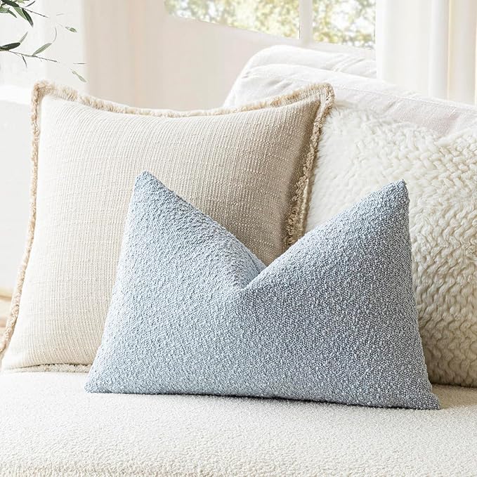 Foindtower Modern Textured Boucle Lumber Throw Pillow Covers Accent Solid - Image 4