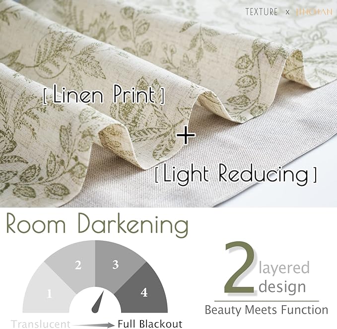 jinchan Linen Valance Curtain Farmhouse Floral Printed Small Window Curtain - Image 7