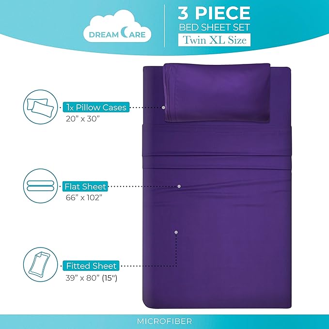 DREAMCARE Twin XL Sheet Sets – 3pcs Cooling Sheets – up to 15” Deep Pocket Twin - Image 4