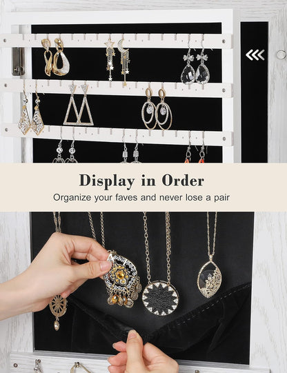 nicetree 360° swivel jewelry cabinet with lights, full, front angle view