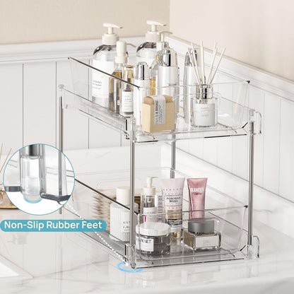 vtopmart 4 pack pull out bathroom under sink showing dimensions