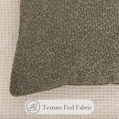 14x26 inch Boucle Lumbar Pillow Cover, Dark Brown Woven Texture Neutral Long - Image 4