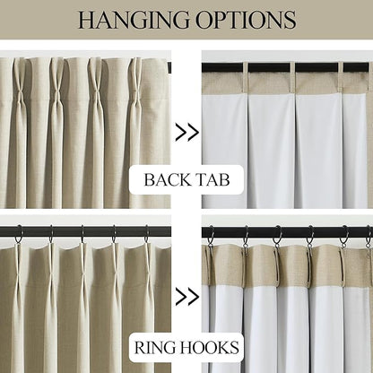 Vision Home Sand Pinch Pleated Full Blackout Curtains Linen Blended Room - Image 8