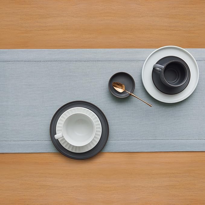 Solino Home Linen Dusty Blue Table Runner 36 Inches - Image 3