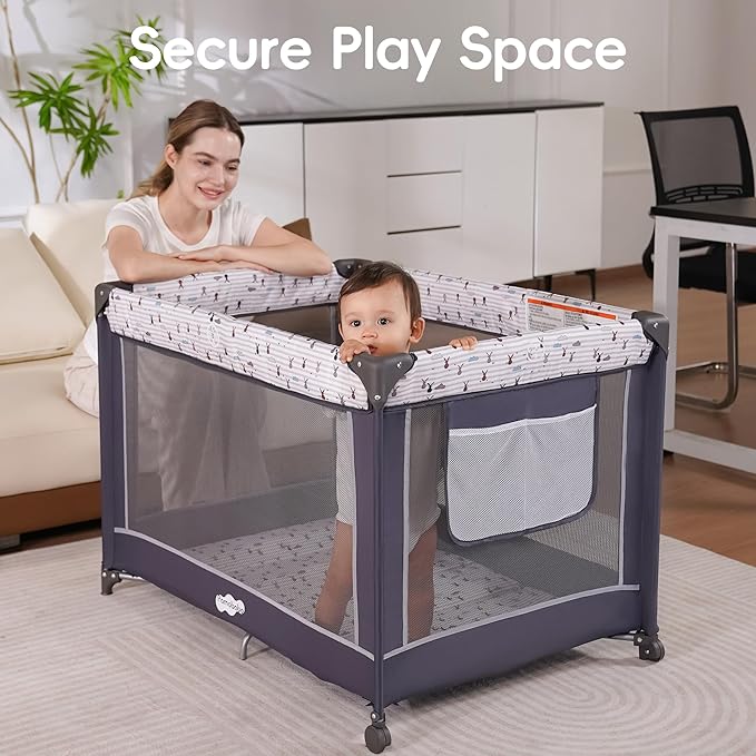 Pamo Babe Pack and Play with Bassinet, Portable Playard - Image 2