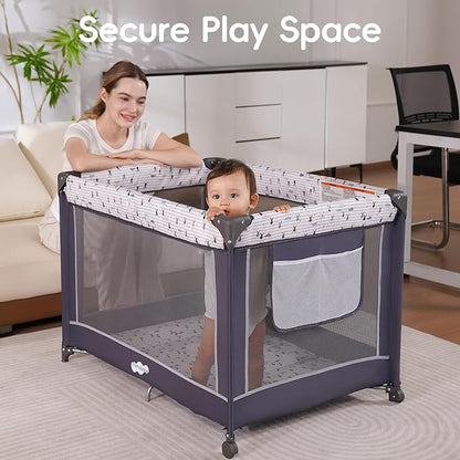 Pamo Babe Pack and Play with Bassinet, Portable Playard - Image 2