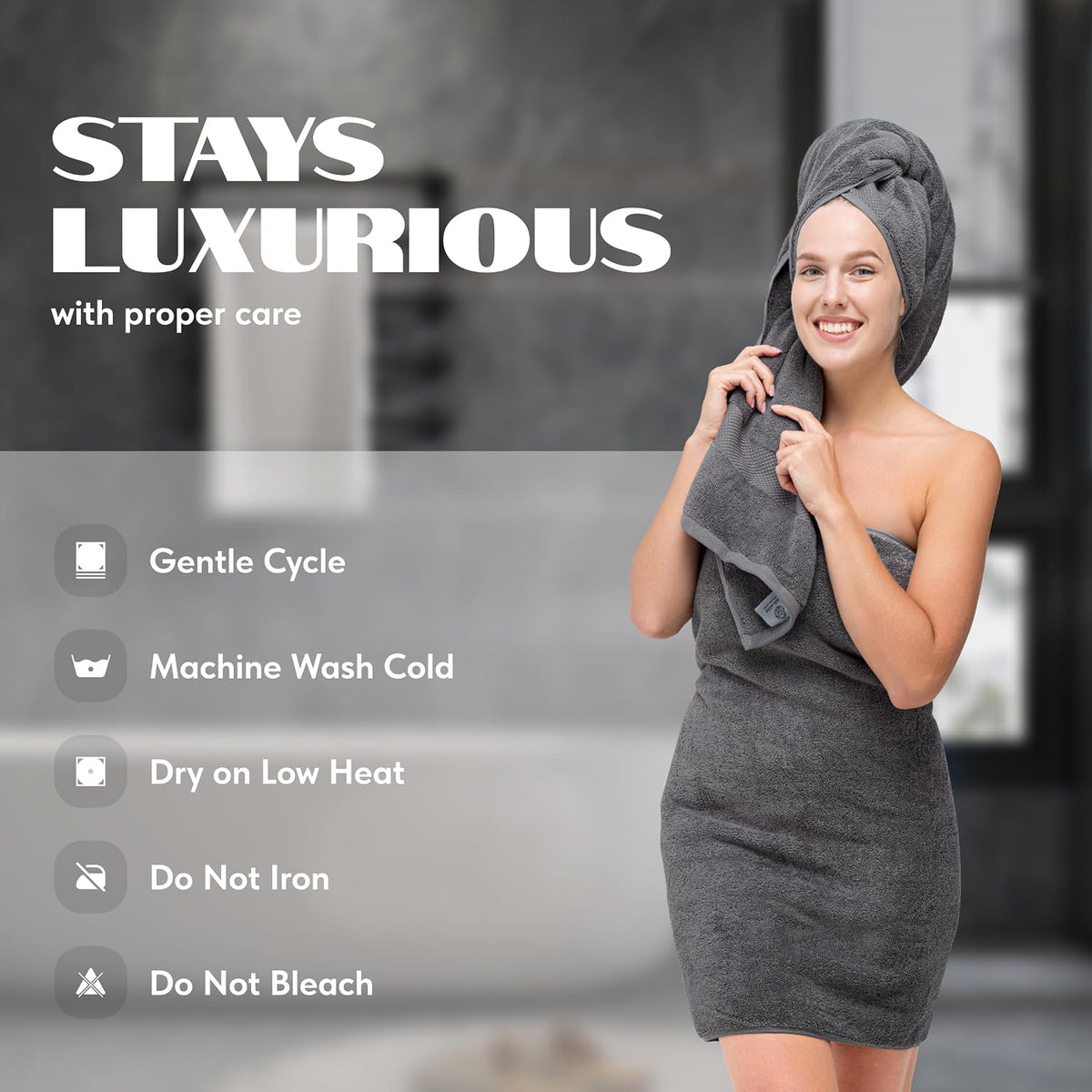 white classic wealuxe grey towels for bathroom 6, package contents