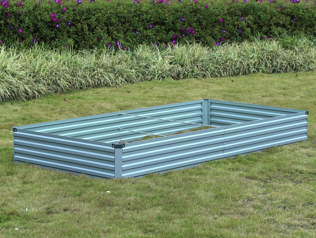 meberam 2 pack 6x3x1ft galvanized raised garden beds showing dimensions